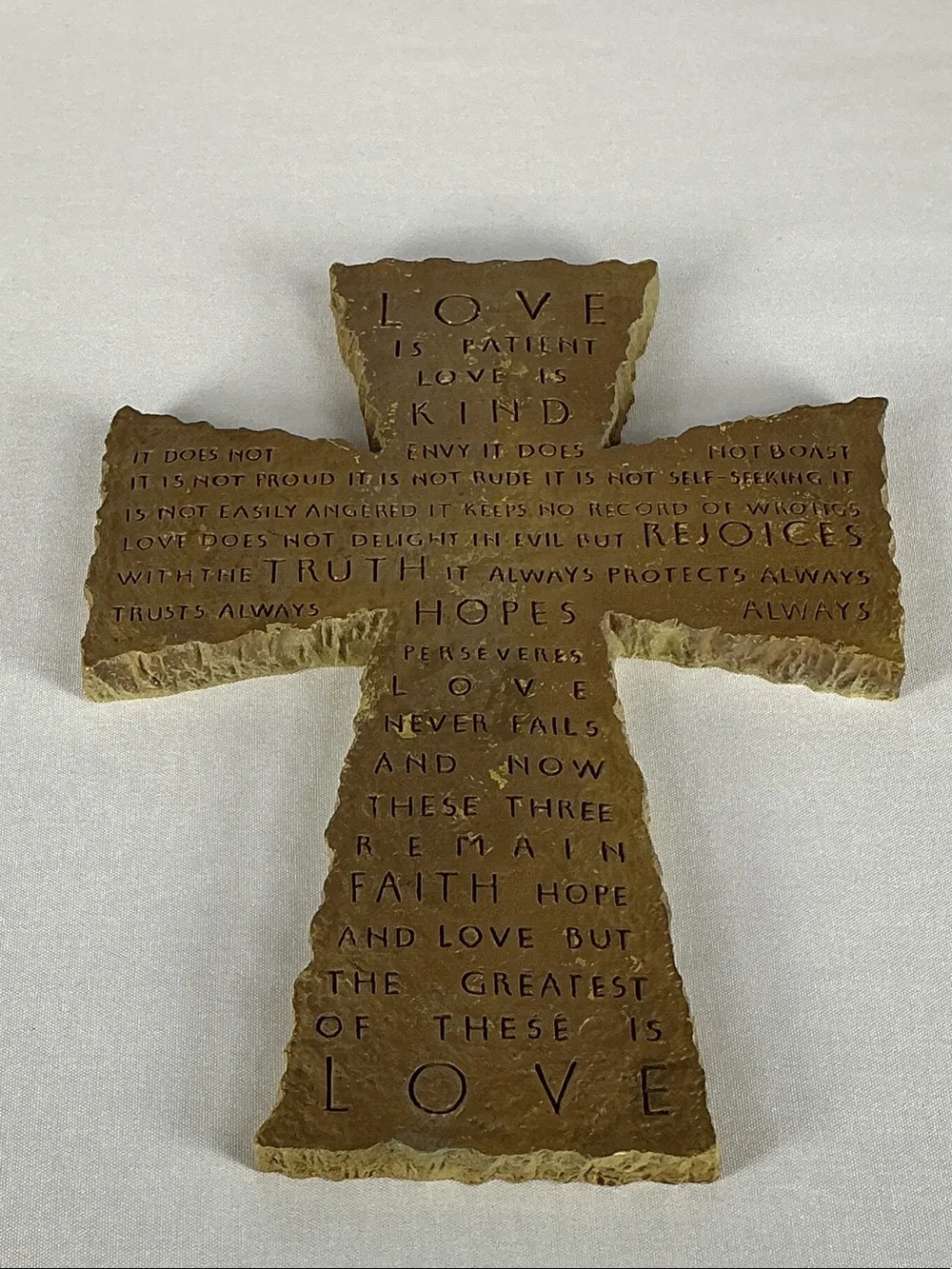 Vintage Zondervan Inspirio Love Is Patient Scripture Wall Cross 1 Corinthians